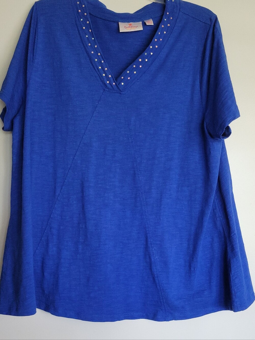 Quacker Factory 1X Womens Embellished Top